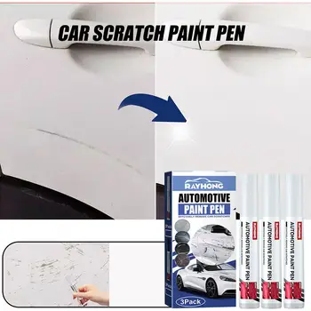 3 бр. дръжка за боядисване на кола Auto Дръжка за ремонт на драскотини на автомобилната боя Водоустойчив писалка за премахване на драскотини Черен / бял