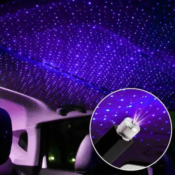 360 Градуса Led Покрив на Колата Звезда лека нощ Проектор Атмосфера Galaxy USB Лампа Декоративна Лампа Регулируема Интериор на Автомобила Осветление на