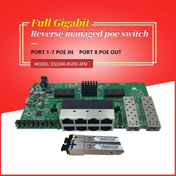 gigabit 8-портов ethernet комутатор с обратен горивото Poe с 2 модули SFP, един режим оптичен SC конектор дължина 3 км