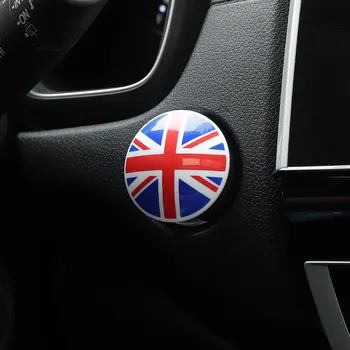 Капачката на бутона за пускане и спиране на двигателя на Onekey, оризов флаг, защитна капачка запалване, стикер за декорация на интериора на колата, британски стил