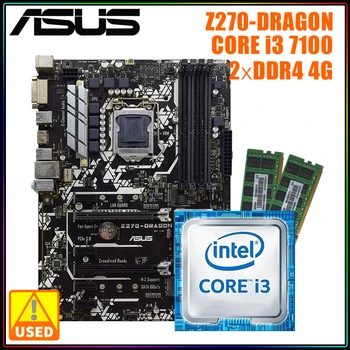 Комплект дънната платка ASUS Z270-DRAGON с процесор CORE I3 7100 DDR4 4G x2 LGA 1151 Intel Z270 USB3.0 PCI-E X16 I5 CPU Kit Подкрепя Интер