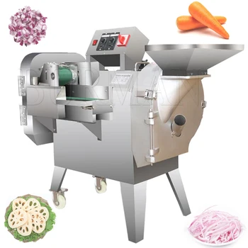 Машина за рязане на зеленчуци с двойна глава, машина за нарязване на кубчета джинджифил от неръждаема стомана, раздробяване на хранителни продукти