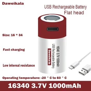 Открийте Бързо Зареждане чрез USB Оригинална литиево-йонна Акумулаторна Батерия с Голям Капацитет 1000 mah cr123a lithium 3,7 НА Литиева Батерия Батерия 16340